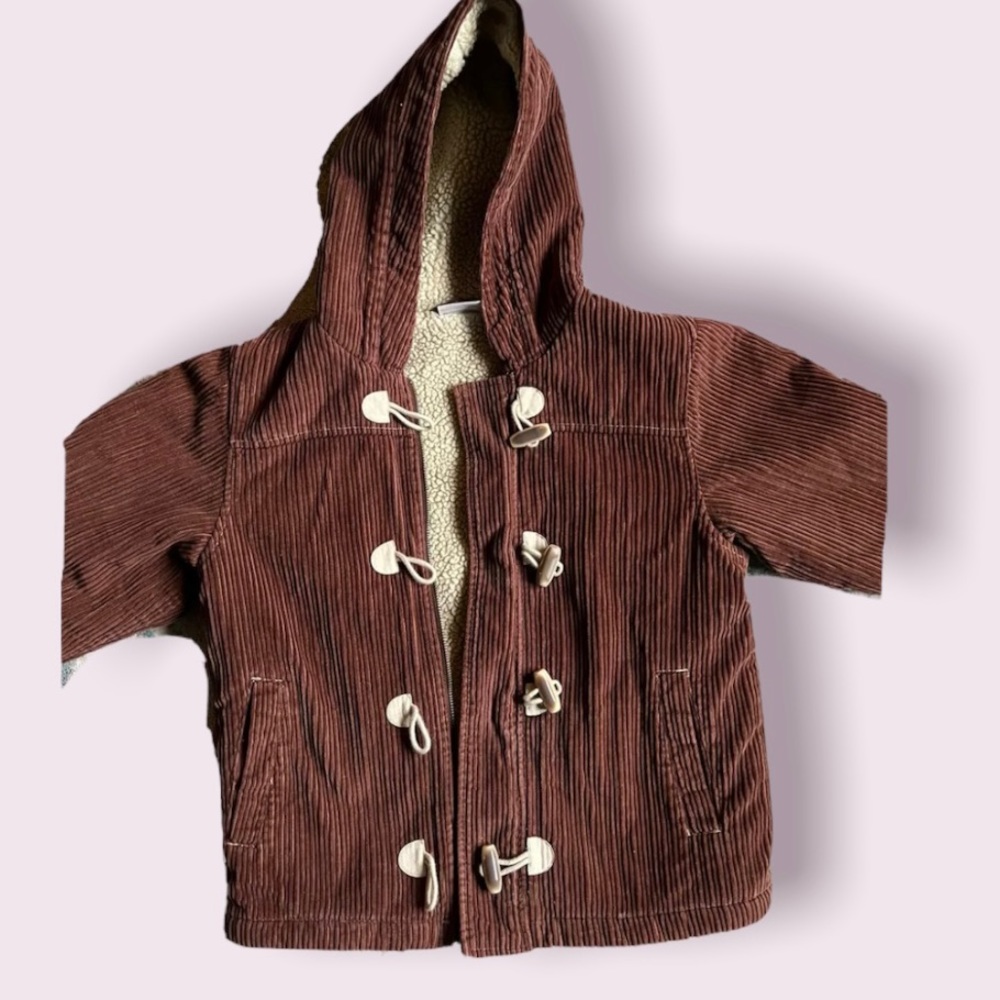 Hanna Andersson Coat Boys 140 Size 10 Brown Corduroy Sherpa Explorers Toggle